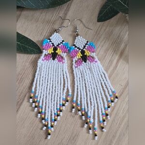 Colorful Butterfly Beaded Fringe Earrings